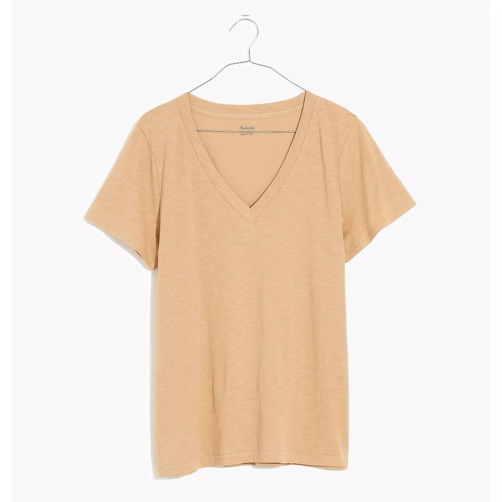 Madewell Whisper Cotton V-Neck Tee in Warm Sand